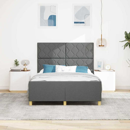 Sengestel med hovedgærde Mørkegrå 140 x 200 cm Stof