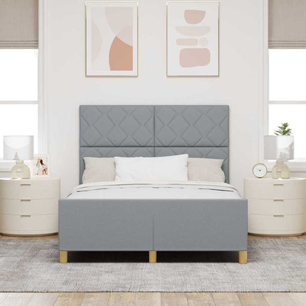 Sengestel med hovedgærde Lysegrå 160 x 200 cm Stof