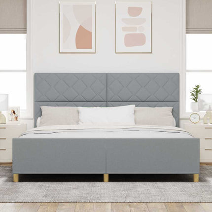 Sengestel med hovedgærde Lysegrå 200 x 200 cm Stof