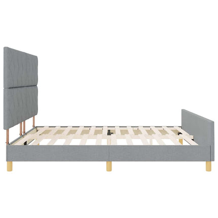 Sengestel med hovedgærde Lysegrå 200 x 200 cm Stof