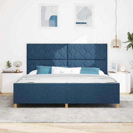 Sengestel med hovedgærde Blå 200 x 200 cm Stof