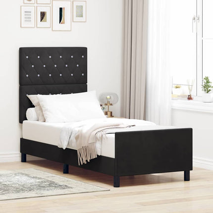 Box spring seng med hovedgærde Sort 80 x 200 cm Fløjl