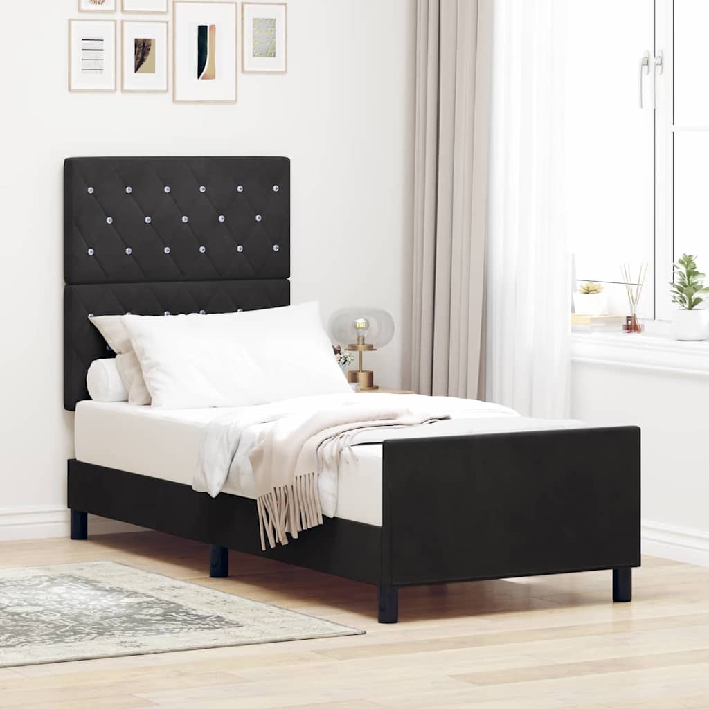 Box spring seng med hovedgrde Sort 80 x 200 cm Fljl