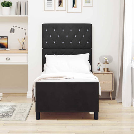 Box spring seng med hovedgærde Sort 80 x 200 cm Fløjl