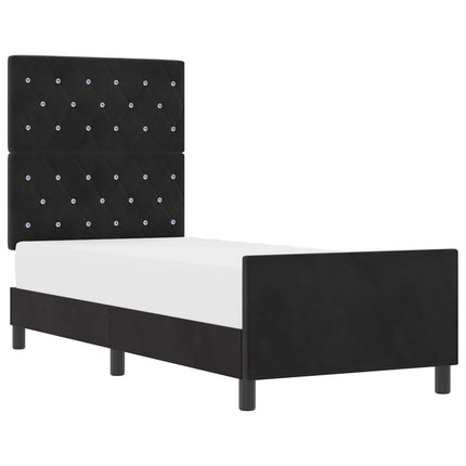 Box spring seng med hovedgærde Sort 80 x 200 cm Fløjl