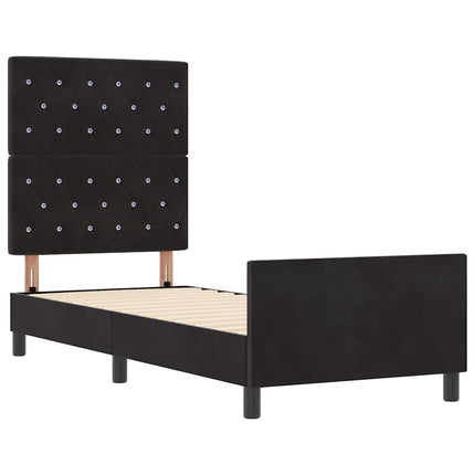 Box spring seng med hovedgærde Sort 80 x 200 cm Fløjl