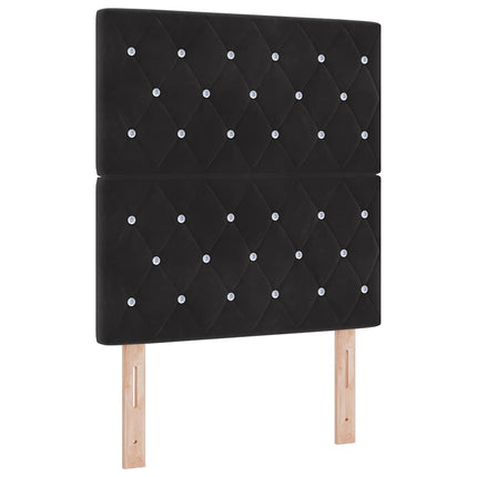 Box spring seng med hovedgærde Sort 80 x 200 cm Fløjl