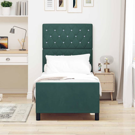 Box spring seng med hovedgærde Mørkegrøn 80 x 200 cm Fløjl
