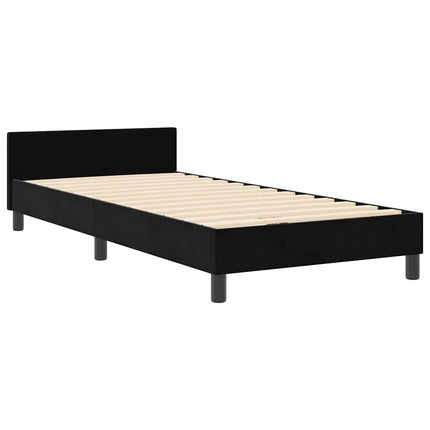 Box spring seng med hovedgærde Sort 90 x 190 cm Fløjl