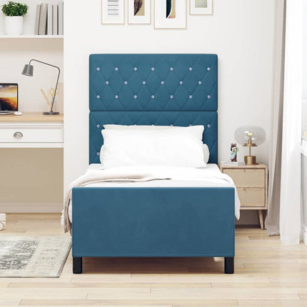 Box spring seng med hovedgærde Mørk blå 90 x 190 cm Fløjl