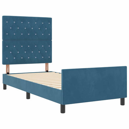 Box spring seng med hovedgærde Mørk blå 90 x 190 cm Fløjl