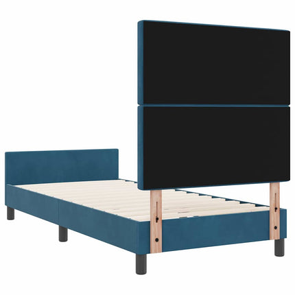 Box spring seng med hovedgærde Mørk blå 90 x 190 cm Fløjl