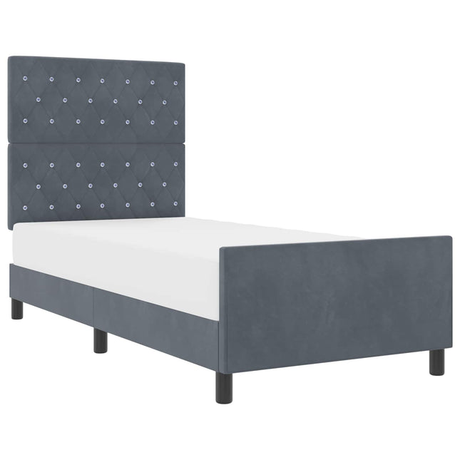 Box spring seng med hovedgærde Mørkegrå 90 x 200 cm Fløjl