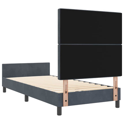 Box spring seng med hovedgærde Mørkegrå 90 x 200 cm Fløjl