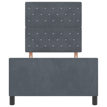 Box spring seng med hovedgærde Mørkegrå 90 x 200 cm Fløjl