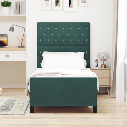 Box spring seng med hovedgærde Mørkegrøn 90 x 200 cm Fløjl