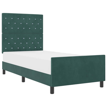Box spring seng med hovedgærde Mørkegrøn 90 x 200 cm Fløjl