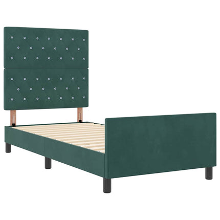 Box spring seng med hovedgærde Mørkegrøn 90 x 200 cm Fløjl
