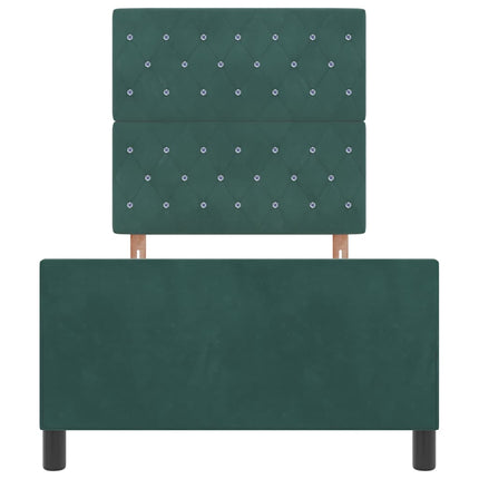 Box spring seng med hovedgærde Mørkegrøn 90 x 200 cm Fløjl
