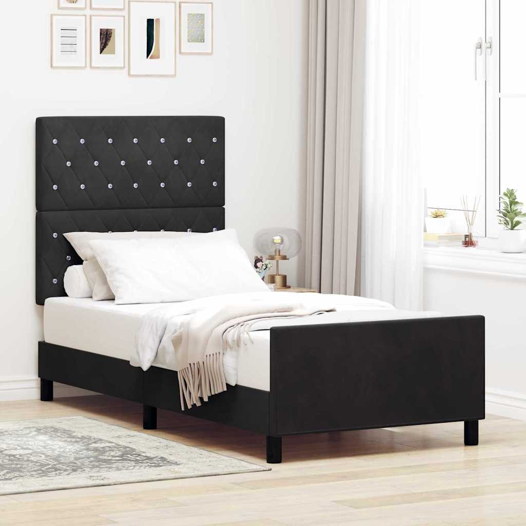 vidaXL Box spring seng med hovedgærde Sort 100 x 200 cm Fløjl