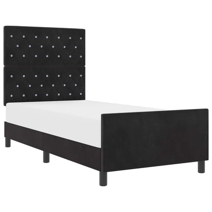 Box spring seng med hovedgærde Sort 100 x 200 cm Fløjl