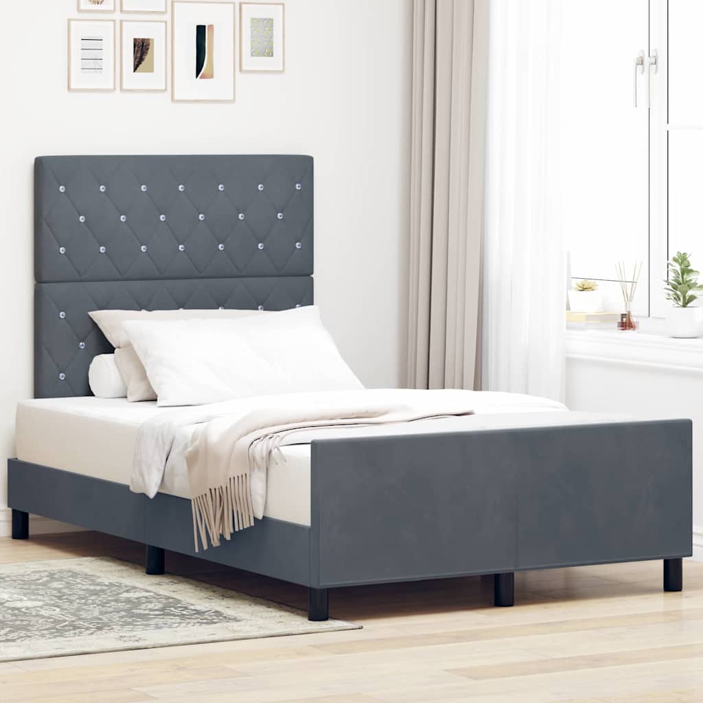 Box spring seng med hovedgærde Mørkegrå 120 x 200 cm Fløjl