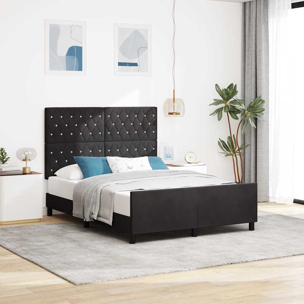 Box spring seng med hovedgrde Sort 140 x 200 cm Fljl
