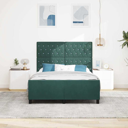 Box spring seng med hovedgærde Mørkegrøn 160 x 200 cm Fløjl