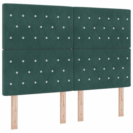 Box spring seng med hovedgærde Mørkegrøn 160 x 200 cm Fløjl