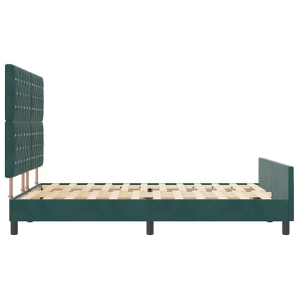 Box spring seng med hovedgærde Mørkegrøn 160 x 200 cm Fløjl