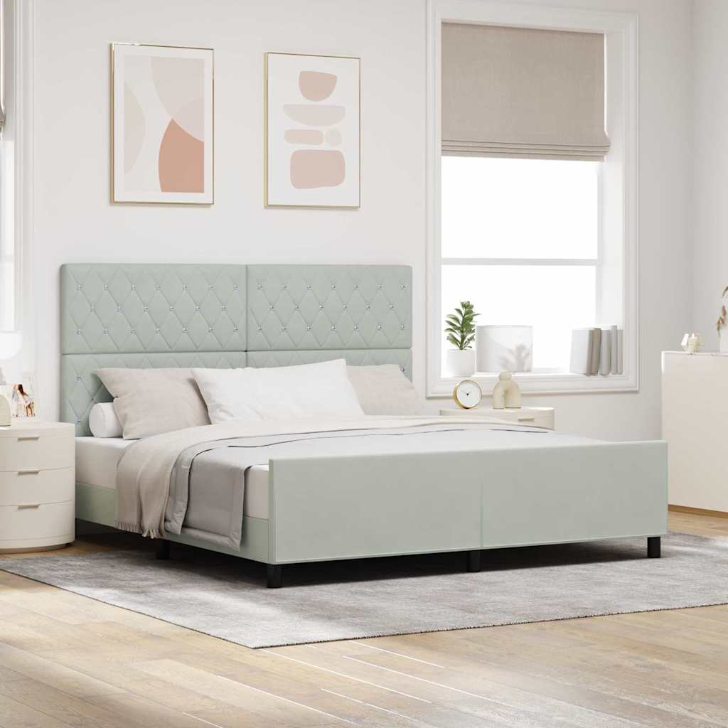 Box spring seng med hovedgrde Lysegr 180 x 200 cm Fljl