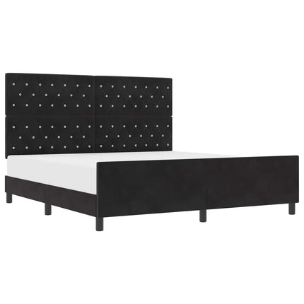 Box spring seng med hovedgærde Sort 180 x 200 cm Fløjl