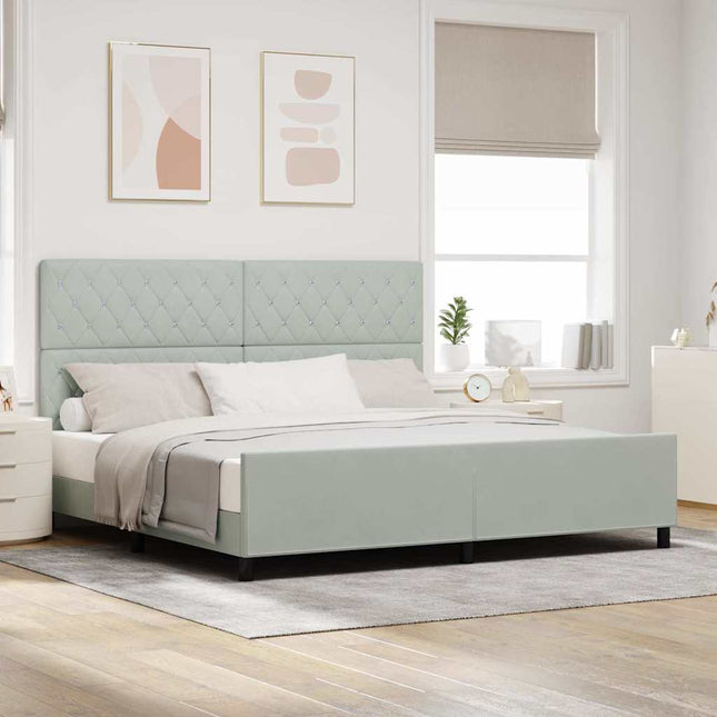 Box spring seng med hovedgærde Lysegrå 200 x 200 cm Fløjl