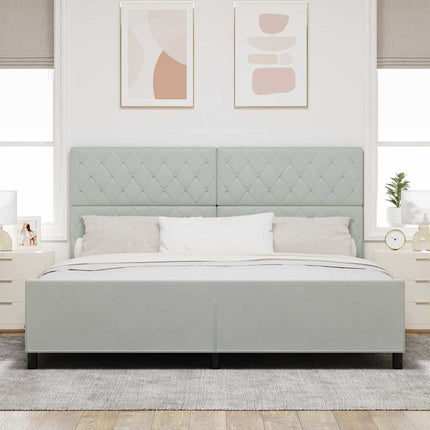 Box spring seng med hovedgærde Lysegrå 200 x 200 cm Fløjl