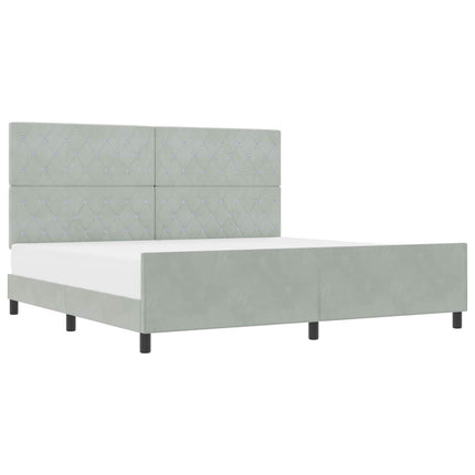 Box spring seng med hovedgærde Lysegrå 200 x 200 cm Fløjl