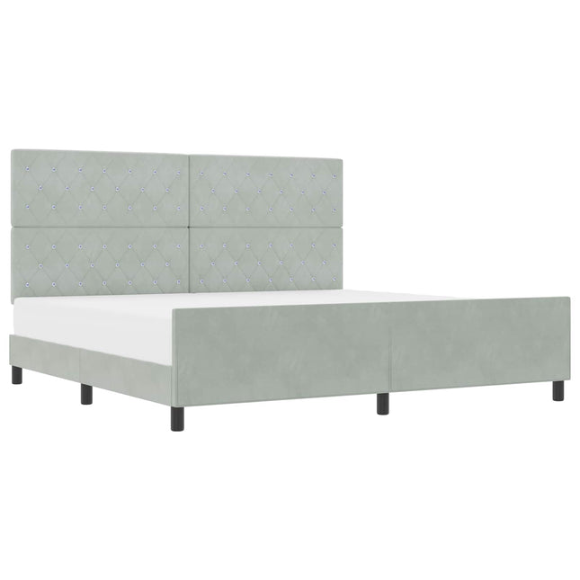 Box spring seng med hovedgærde Lysegrå 200 x 200 cm Fløjl