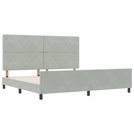 Box spring seng med hovedgærde Lysegrå 200 x 200 cm Fløjl