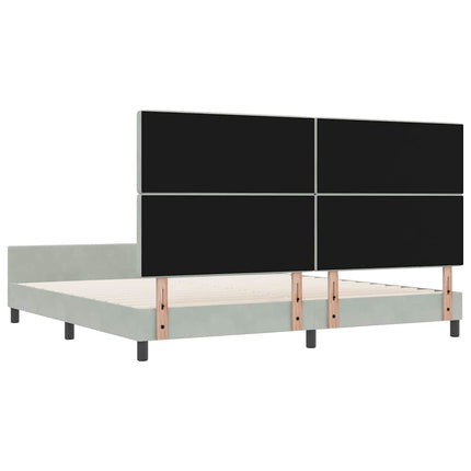 Box spring seng med hovedgærde Lysegrå 200 x 200 cm Fløjl