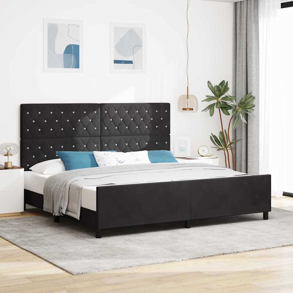 Box spring seng med hovedgrde Sort 200 x 200 cm Fljl