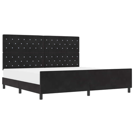 Box spring seng med hovedgærde Sort 200 x 200 cm Fløjl