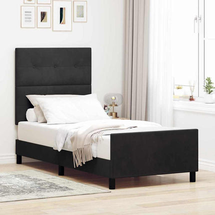 Box spring seng med hovedgærde Sort 80 x 200 cm Fløjl