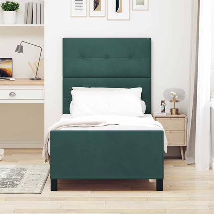 Box spring seng med hovedgærde Mørkegrøn 80 x 200 cm Fløjl