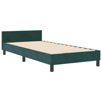 Box spring seng med hovedgærde Mørkegrøn 80 x 200 cm Fløjl