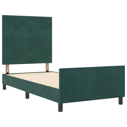 Box spring seng med hovedgærde Mørkegrøn 80 x 200 cm Fløjl