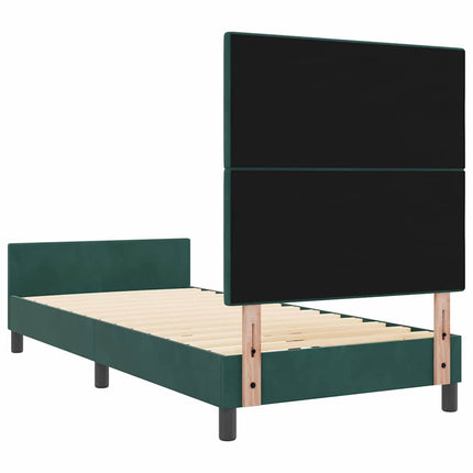 Box spring seng med hovedgærde Mørkegrøn 80 x 200 cm Fløjl