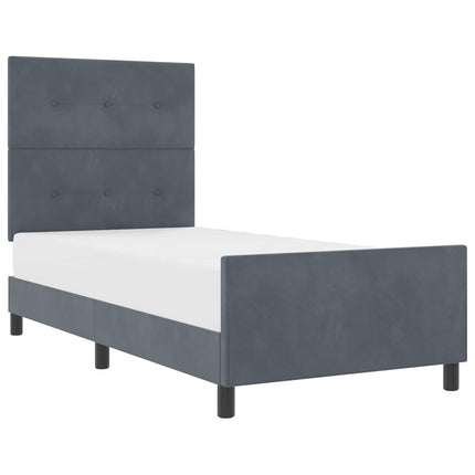 Box spring seng med hovedgærde Mørkegrå 90 x 190 cm Fløjl