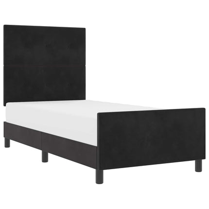 Box spring seng med hovedgærde Sort 90 x 190 cm Fløjl