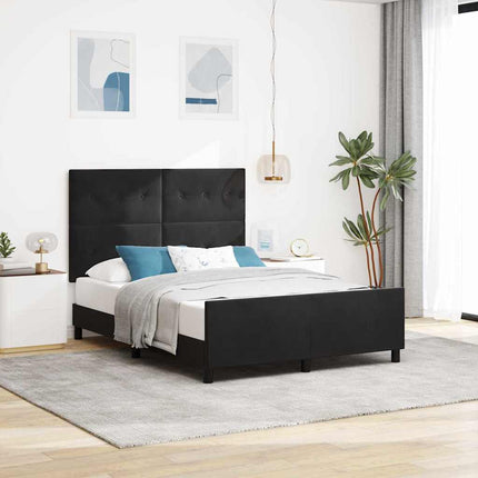 Box spring seng med hovedgærde Sort 140 x 190 cm Fløjl