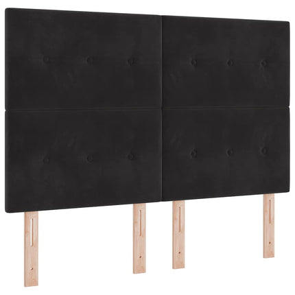 Box spring seng med hovedgærde Sort 140 x 190 cm Fløjl