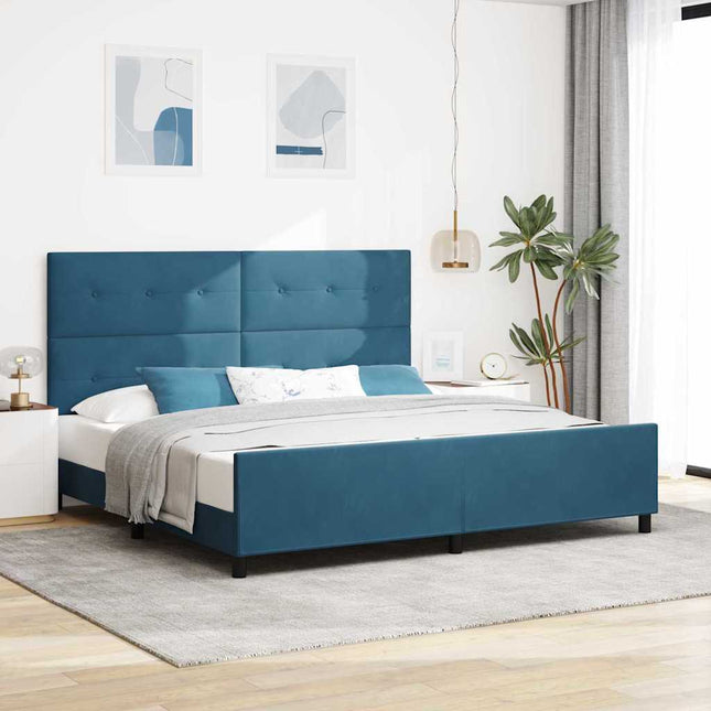 Box spring seng med hovedgærde Mørk blå 200 x 200 cm Fløjl